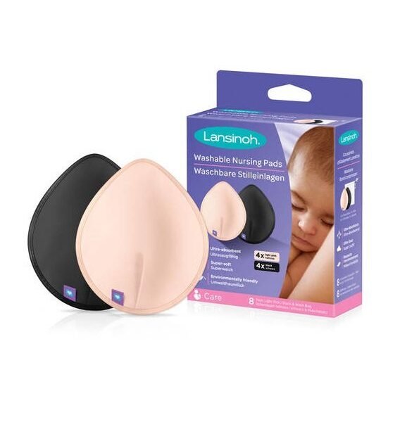 Lansinoh Coussinets d'allaitements lavables "Rose/Noir" 8 pads