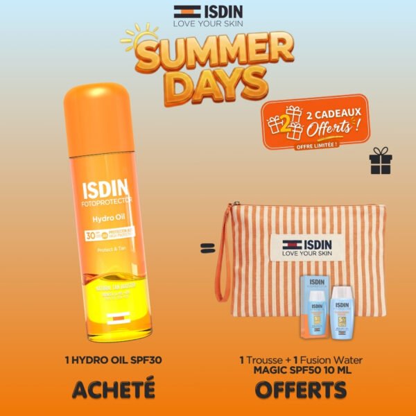 Isdin Fotoprotector Hydro Oil SPF30 200ml = Trousse + Fusion waters 10ml Offerts