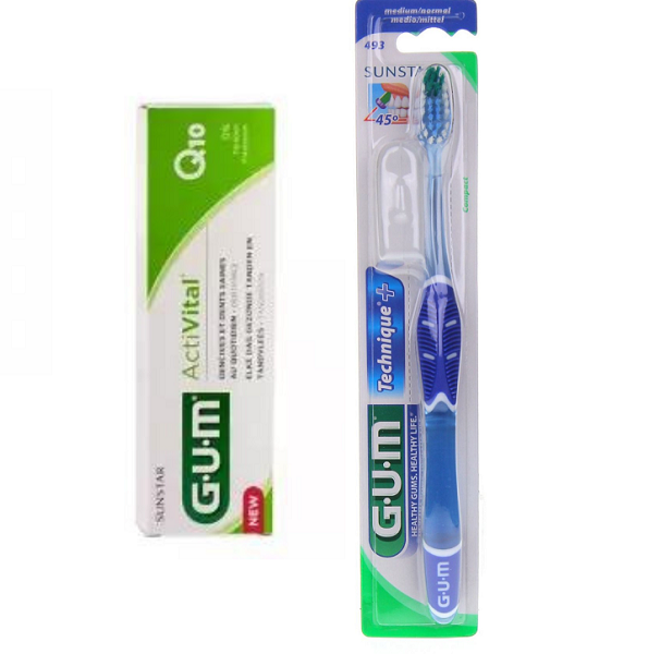 Gum Dentifrice activital 75ml+Brosse a dent technique Medium pack