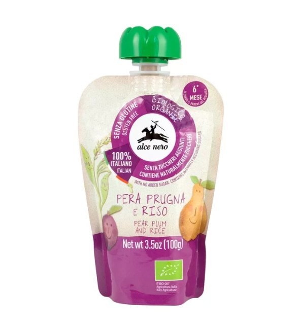 ALCE-BABY-PUREE-POIRE-PRUNEAUX-RIZ-100G-1.jpg ALCE NERO PUREE POIRE PRUNEAUX 100G – Image 1