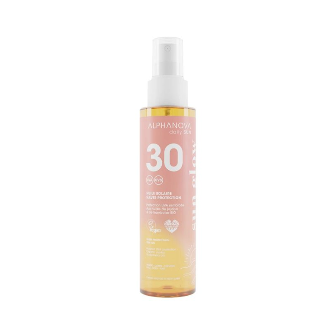 Alphanova-sun-glow-huile-solaire-spf30-125ml.png Alphanova Sun Glow Huile Solaire Spf30 125ml – Image 1