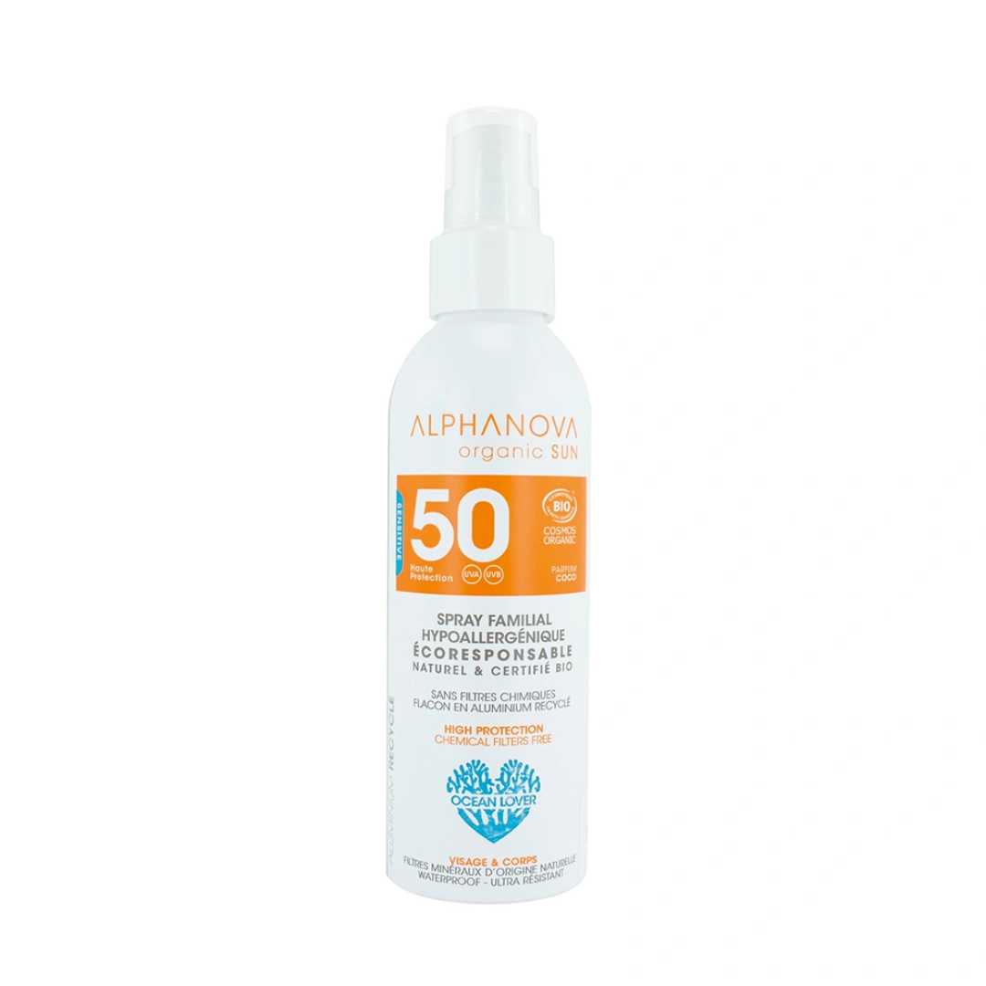 Alphanova-sun-spray-solaire-familial-hypo-spf50-150g-1.png Alphanova Sun Spray Solaire Familial Spf50+ 150g – Image 1