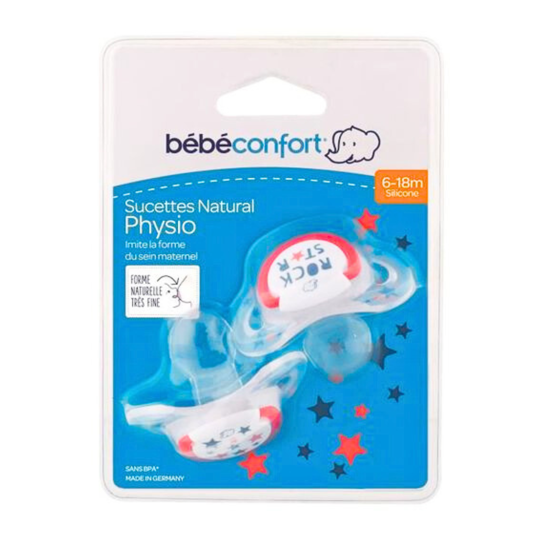 BB-Conf-2-Suc-Natural-Physio-6-18m-Rock-Star.png Bebe Confort 2 Sucette Natural Physio 6-18m Rock Star – Image 1