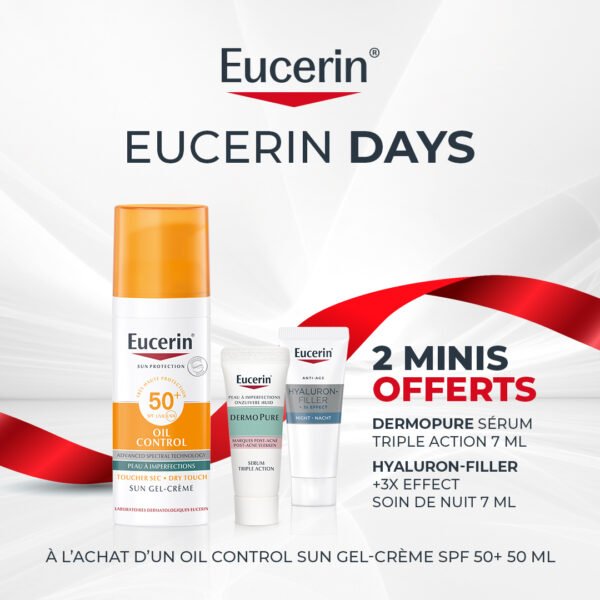 EUCERIN SUN TOUCHER SEC GEL CRÈME HUILE CONTROLE = 2 Minis Offerts
