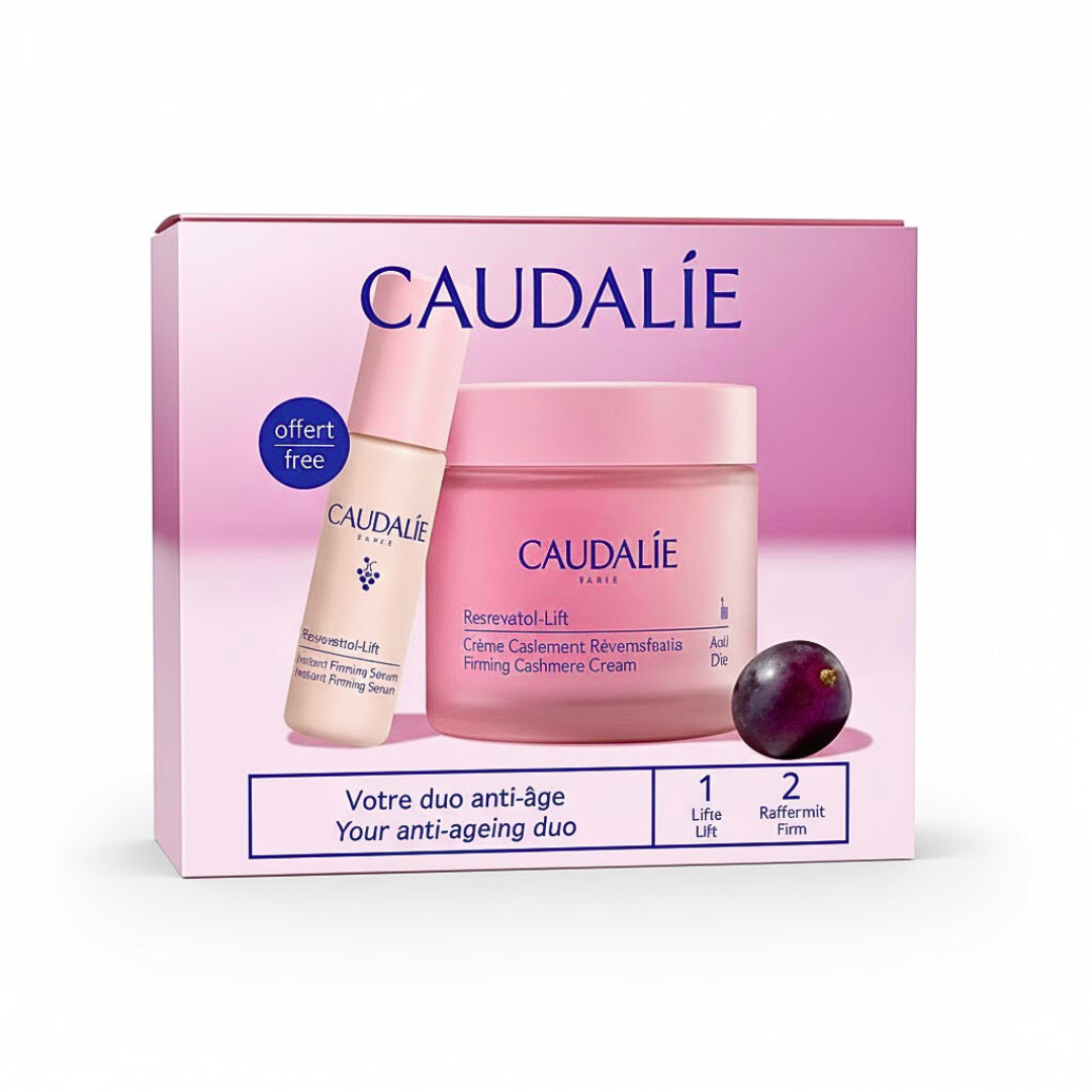 Caudalie-Resveratrol-Lift-Coffret-Cr-cachemireSerum-Liftant-fermete.png Caudalie Resveratrol-Lift Coffret Creme Cachemire+Serum Liftant Fermete – Image 1