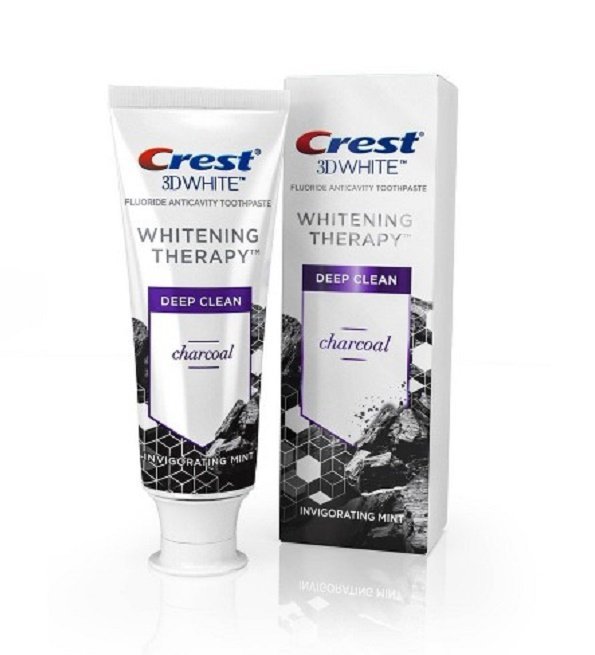 Crest-3D-white-dentifrice-charcoal.jpg CREST 3D White Whitening Therapy Fluorure au Charbon de Bois 75ml – Image 1