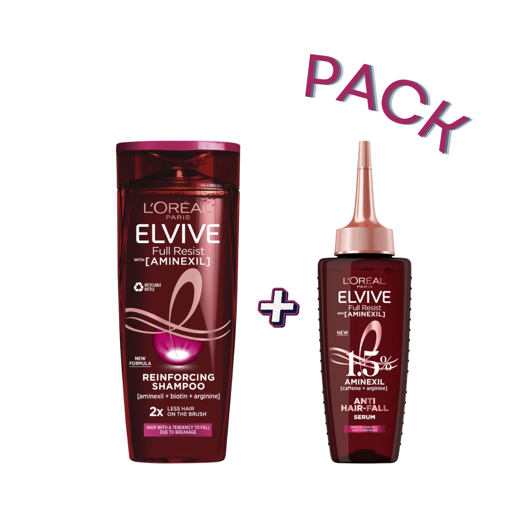 Elseve-Fall-Resist-Aminexil-Shampooing-200ml-Serum-100ml-Pack.png L'Oreal Paris Elseve Fall Resist Aminexil Shampooing 200ml+ Serum 100ml Pack – Image 1