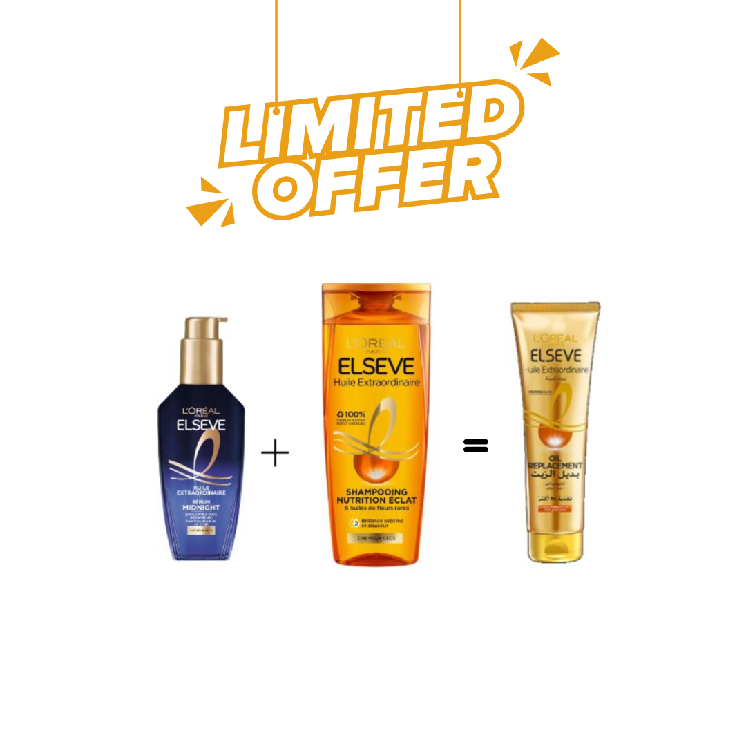 Elseve-Routine-Ex-Oil-MID-Huile-100ml-Shampooing-200ml-Oil-Replacement-125ml.png L'Oreal Paris Elseve Routine Ex Oil MID Huile 100ml + Shampooing 200ml+ Oil Replacement 125ml – Image 1