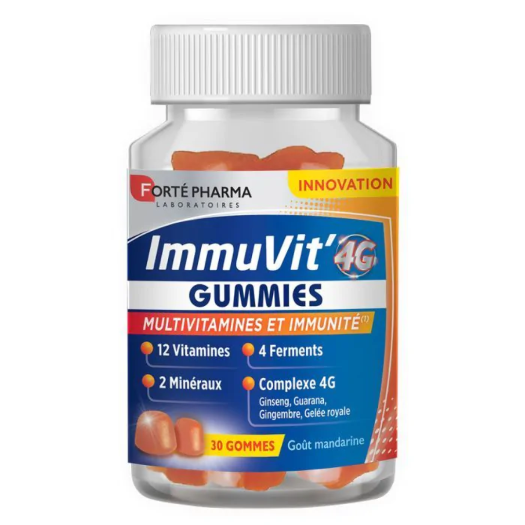 Forte-Pharma-Immuvit-4G-Gout-Mandarine-30gommes.png Forte Pharma Immuvit' 4G Gout Mandarine 30gommes – Image 1