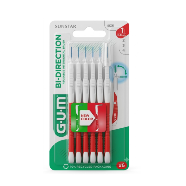 GUM Brossettes Interdentaires Bi-Direction 0,8 mm x 6