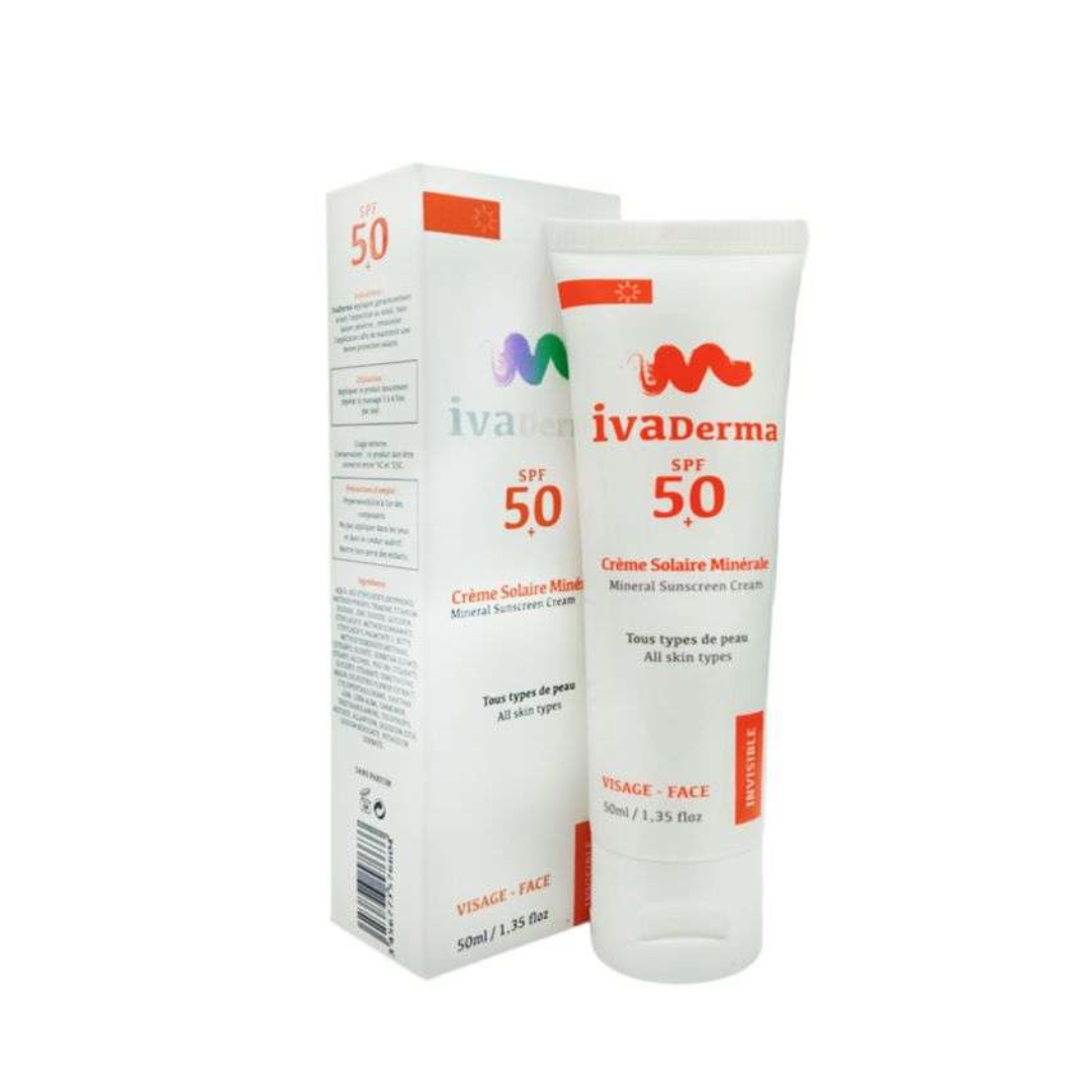 Ivaderma-Ecran-solaire-mineral-spf50-50ml.png Ivaderma Ecran Solaire Mineral Spf50+ 50ml – Image 1