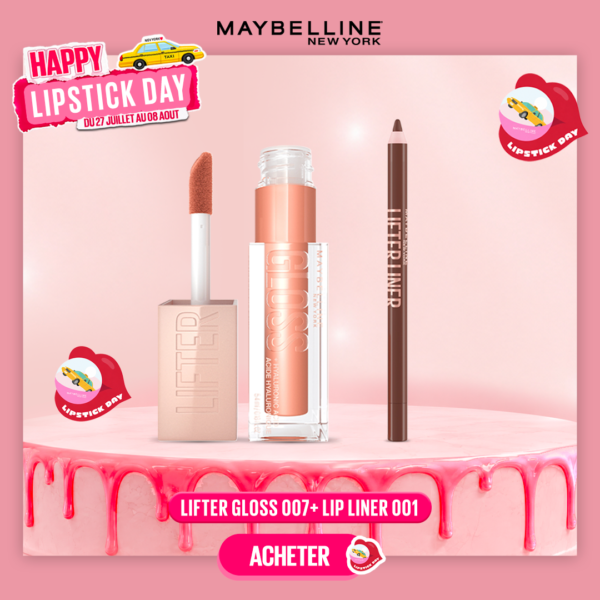 Maybelline Lifter Gloss 007 Amer 5.4ml+Lift Liner 001 Cross The Line Pack