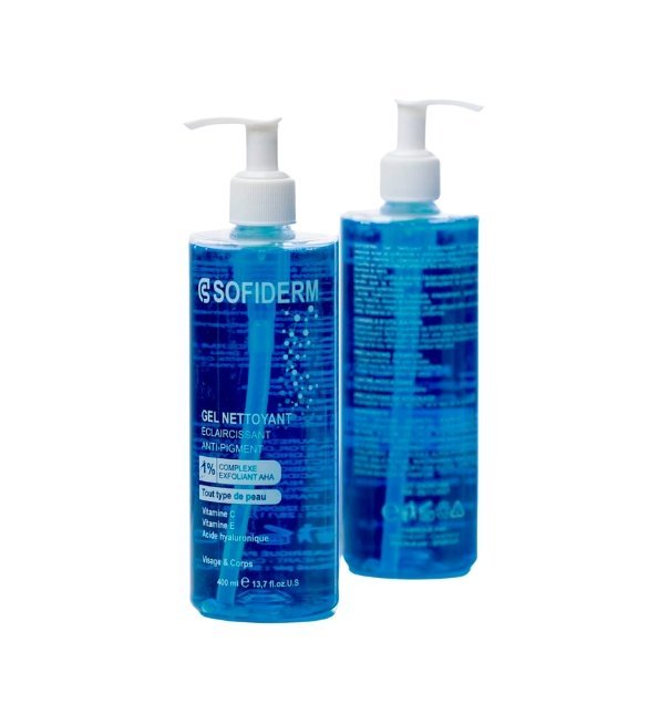 Sofiderm-Gel-nettoyant-Eclaircissant-400ml-1.jpg Sofiderm Gel nettoyant Eclaircissant 400ml – Image 1
