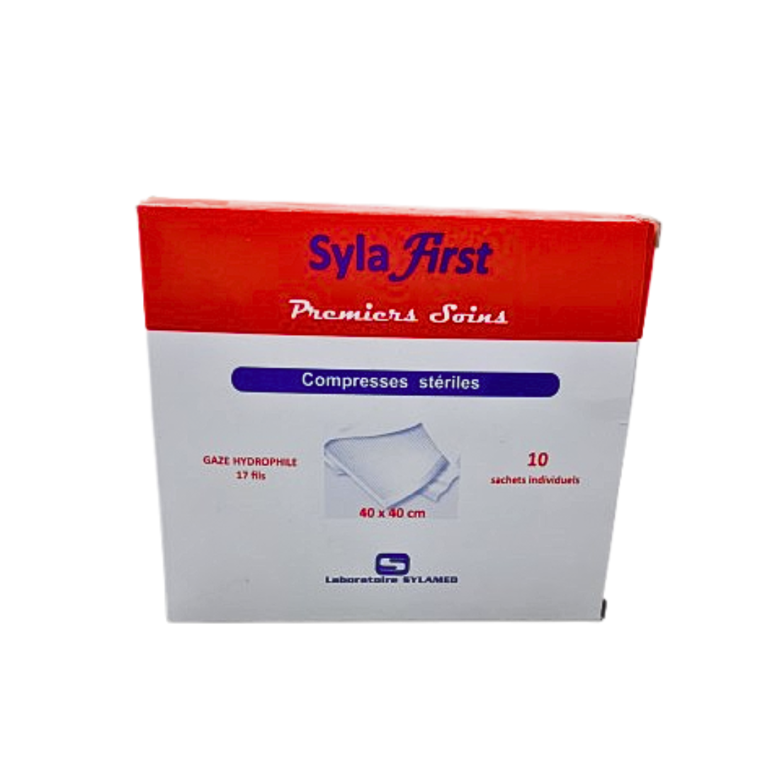 Sylafirst-Compress-Sterilies-4040-Bte-de-10pcs.png Sylafirst Compress Sterilies 40*40 Bte De 10 Piecss – Image 1