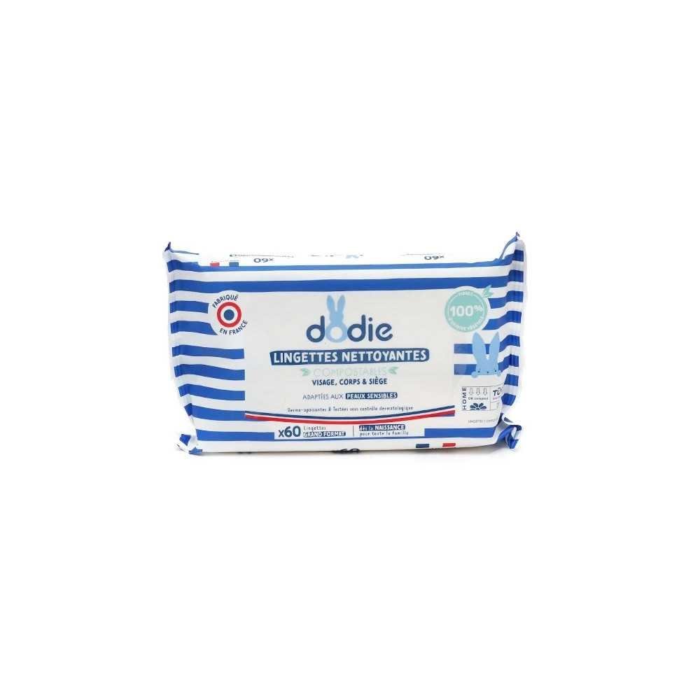 dodie-lingettes-nettoyantes-3-en-1-compostables-paquet-de-60.jpg Dodie - Lingettes nettoyantes fibres biodégradables - 70 lingettes – Image 1