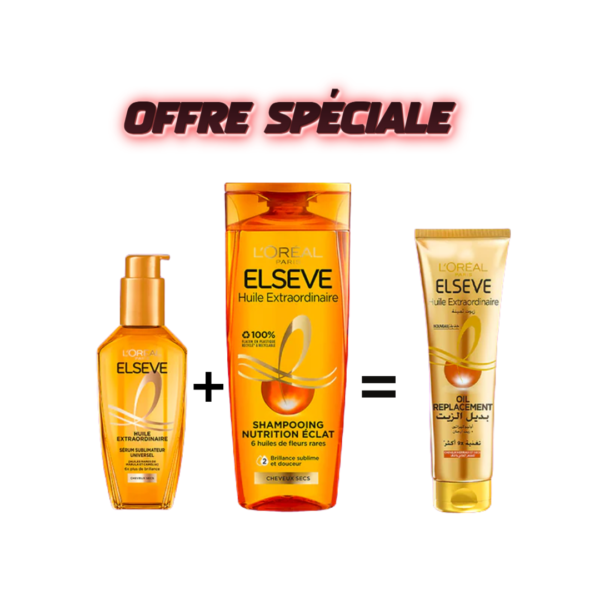 L'Oreal Paris Elseve Routine Ex Oil  Huile 100ml+Shampooing 200ml+Oil Replacement 125ml