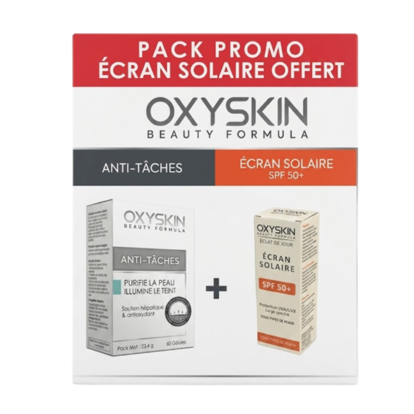 Oxyskin Anti-Taches 60 Gelules + Ecran Solaire Spf50+ 40ml Pack