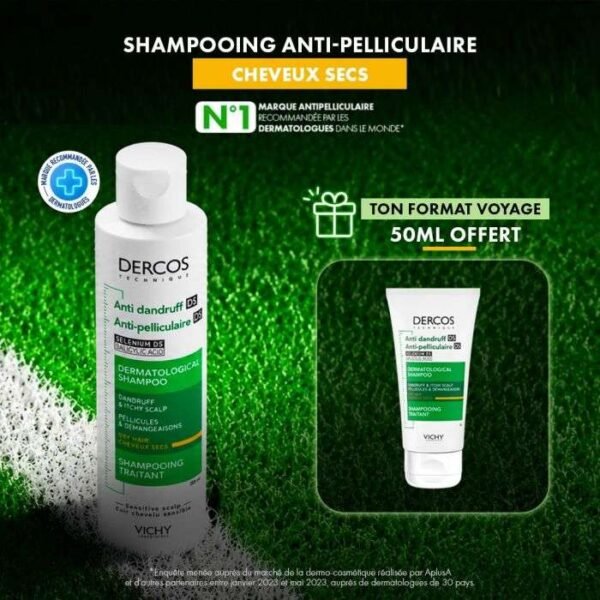 Vichy Dercos Shampoing Traitant Anti-Pelliculaire Cheveux Secs | 200ml = Miniature Offerte