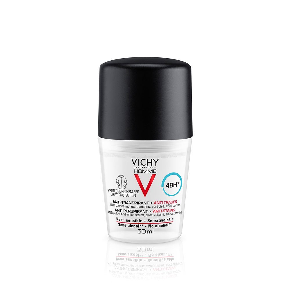 vichy-homme-deodorant-bille-anti-traces-48h-protection-chemises-peau-sensible-50ml.jpg Vichy Homme Déodorant Bille Anti-Traces 48H Protection Chemises Peau Sensible | 50ml – Image 1