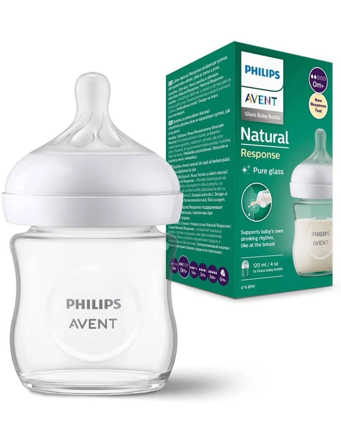 AVENT BIBERON NATURAL EN VERRE 3.0 TEAT 0M+ 125ML SCY930 01 Avent Biberon Natural Avec Tetine +0m 2x125ml SCY900/02 – Image 1