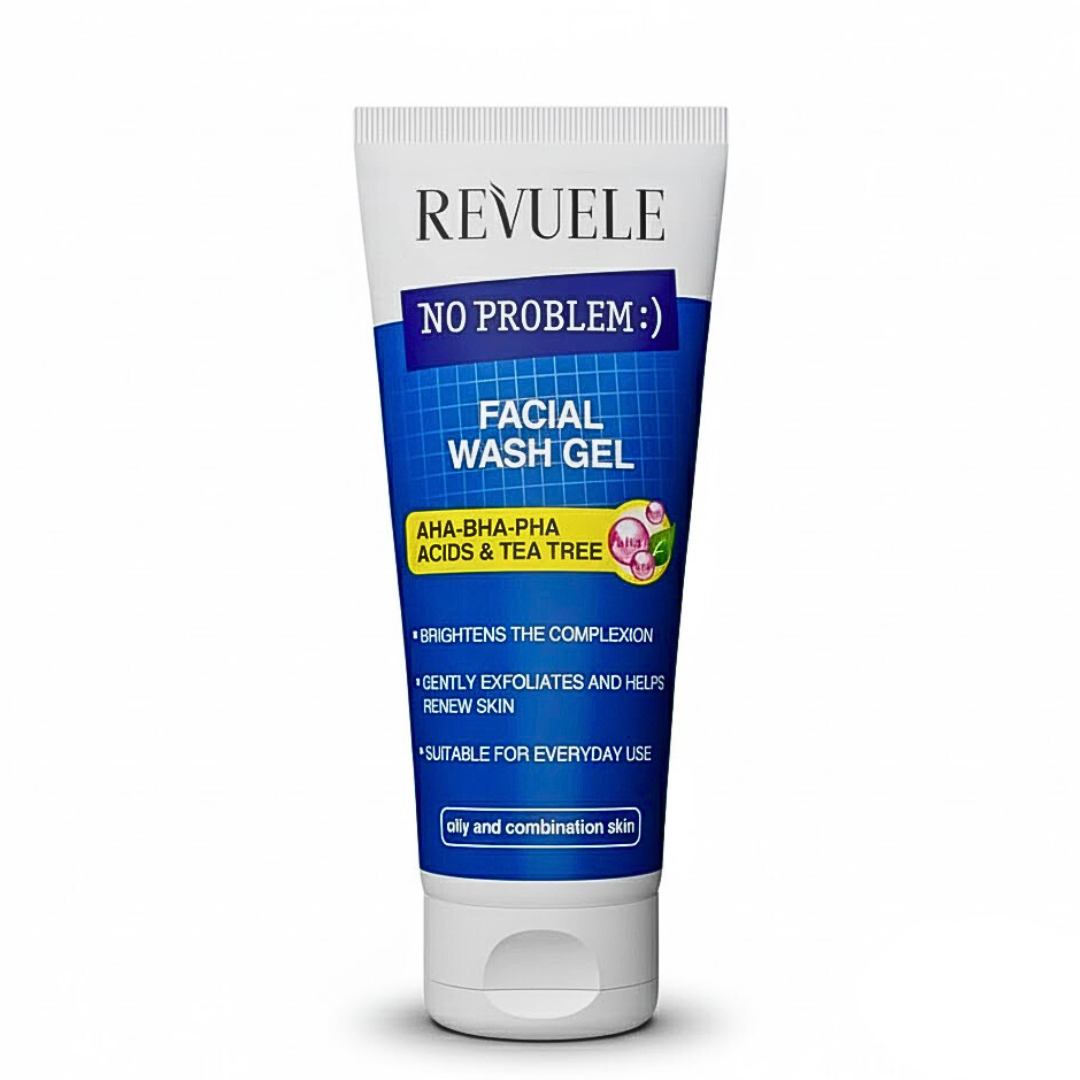 REVUELE NO PROBLEM FACIAL WASH GEL AHA-BHA-PHA ACIDS AND TEA TREE, 200 ML