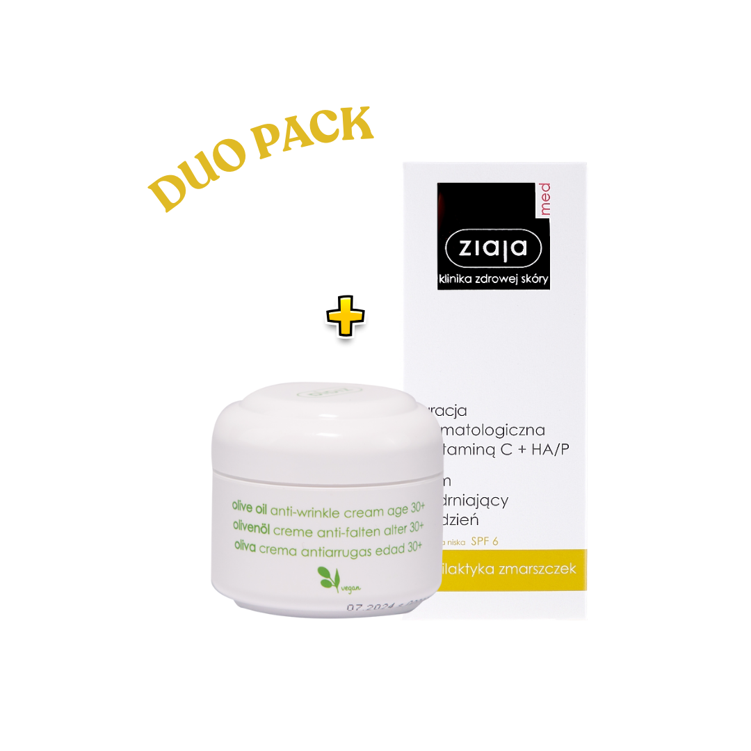 Ziaja-Duo-Pack-Olive-NaturelCr-Anti-Ride-50mlCr-jour-a-la-Vit-C-50m.png Ziaja Pack Duo Creme Olive Oil 50ml + Creme jour a la Vitamine C 50ml – Image 1