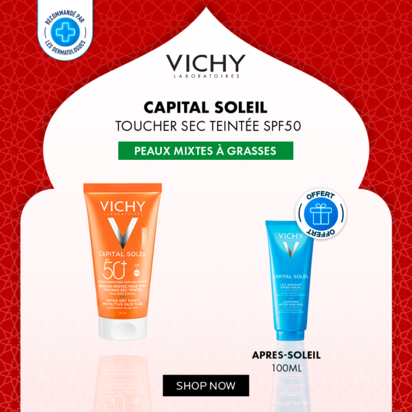 Vichy Capital soleil Creme Anti Brillance Teintée + Apres Soleil 100ml Pack