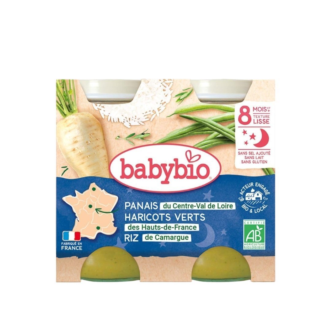 BABYBIO-POT-BONNE-NUIT-PANAIS-HARICOTS-VERTS-RIZ-2-x-200G.jpg BABYBIO POT BONNE NUIT PANAIS HARICOTS VERTS RIZ 2 x 200G – Image 1