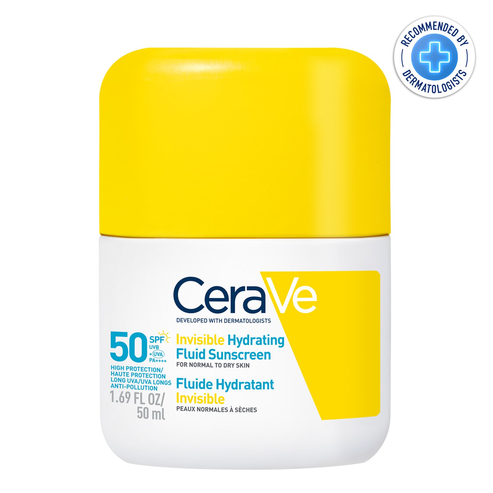 CeraVe_Hydrating-Fluid-Sunscreen_ATF_INT_Packshot-Front_3337875945660 CeraVe Fluide Hydratant Invisible SPF50 | Peau Normale à Sèche | 50ml – Image 1