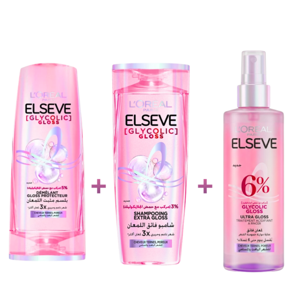 L'Oreal Paris Elseve Glycolic Gloss Shampooing+Demelant Gloss Protecteur+Ultra Gloss Coffret