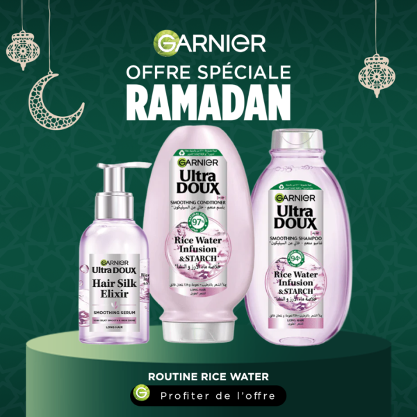 Garnier Routine Ultra Doux Rice Water Shampooing + Serum + Apres Shampooing