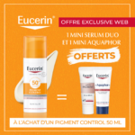 EUCERIN ECRAN PIGMENT CONTROLE SPF 50 + 50 ML = Mini Serum Duo + Mini Aquaphor Offerts