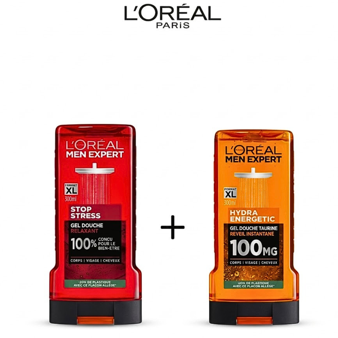LOreal Gel Douche Expert Hydra Energetic+Gel Douche Stop Stress L'Oreal Paris Gel Douche Expert Hydra Energetic+Gel Douche Stop Stress Pack – Image 1
