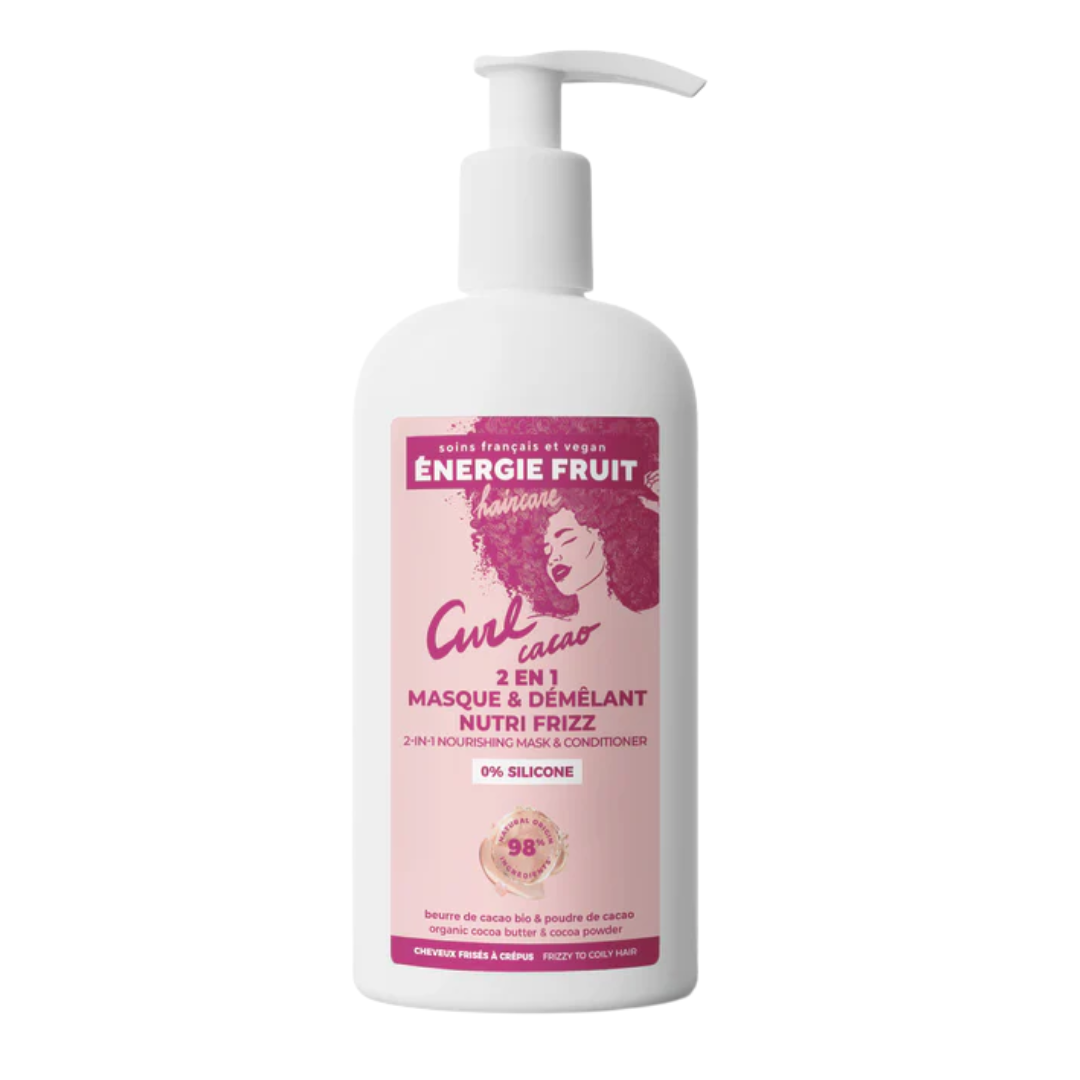 Energie Fruit 2en1 Masque & Demelant Nutri Frizz Beurre De Cacao 300ml ENERGIE FRUIT MASQUE 2 EN 1 DÉMÊLANT CURL NUTRITION INTENSE 300ML – Image 1