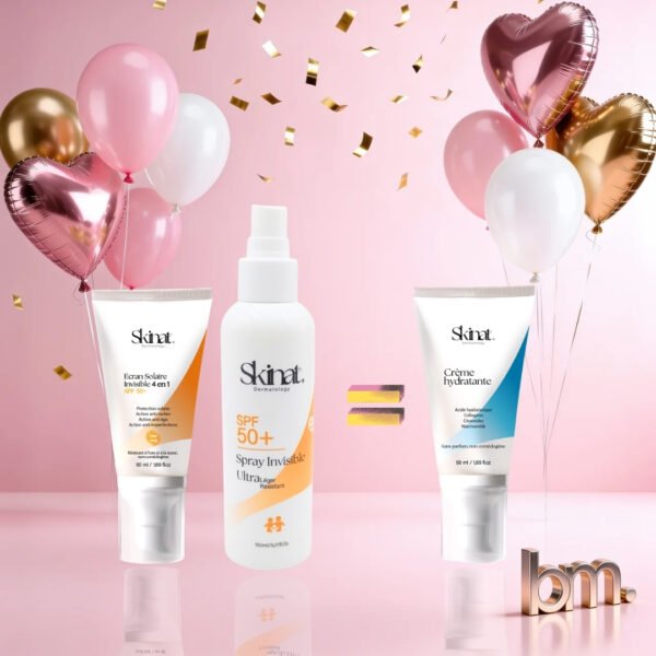 Skinat Creme Solaire Invisible 4en1 + Spray Invisible =  Creme Hydratante Offerte