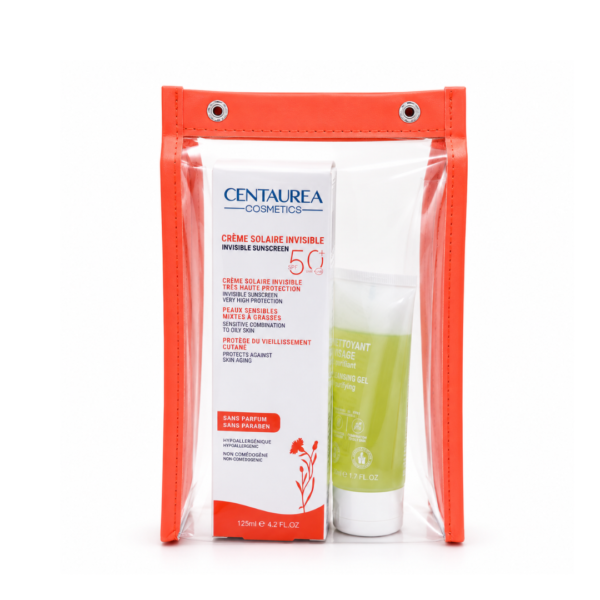 Centaurea Trousse Solaire Duo Crème Solaire Invisible SPF 50+ 125 ml + Gel Moussant Format Voyage Offert