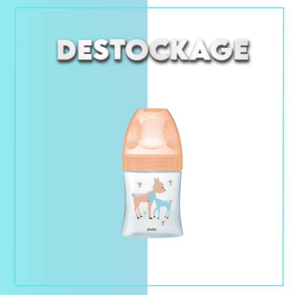 Dodie Biberon Sens+ Verre 150ml Beige 0-6m Tetine Plat D1 - DESTOCKAGE