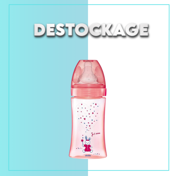 DODIE BIBERON INITIATION+ 270ML ROSE LICORNE 0-6 M TÊTE RONDE 3 VIT D2 - DESTOCKAGE