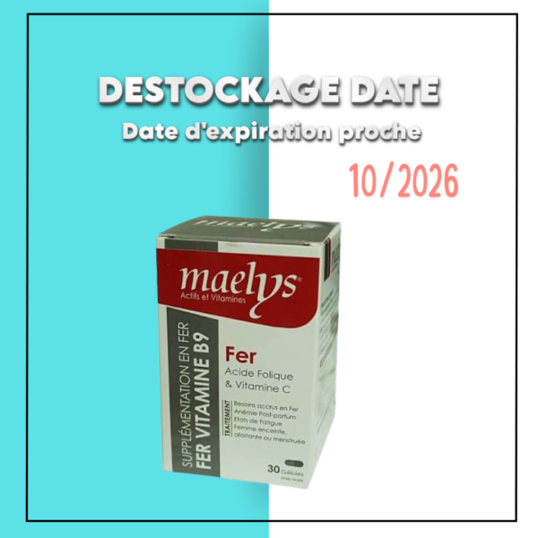 Maelys Fer Acide Folique et Vitamine C - 30 Gélules - DESTOCKAGE DATE