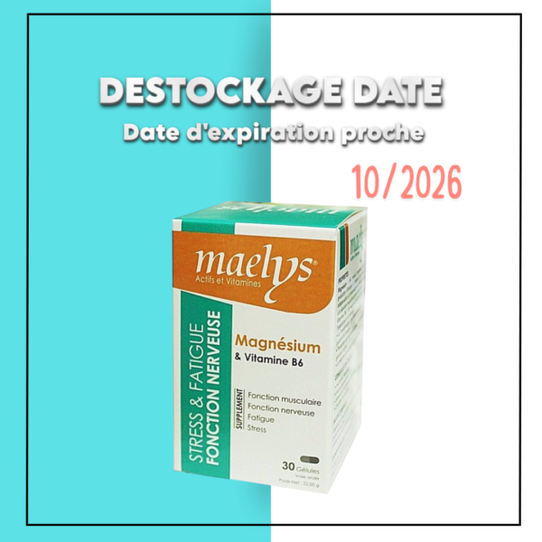 Maelys Magnésium Et Vitamine B6 - 30 Gélules - DESTOCKAGE DATE
