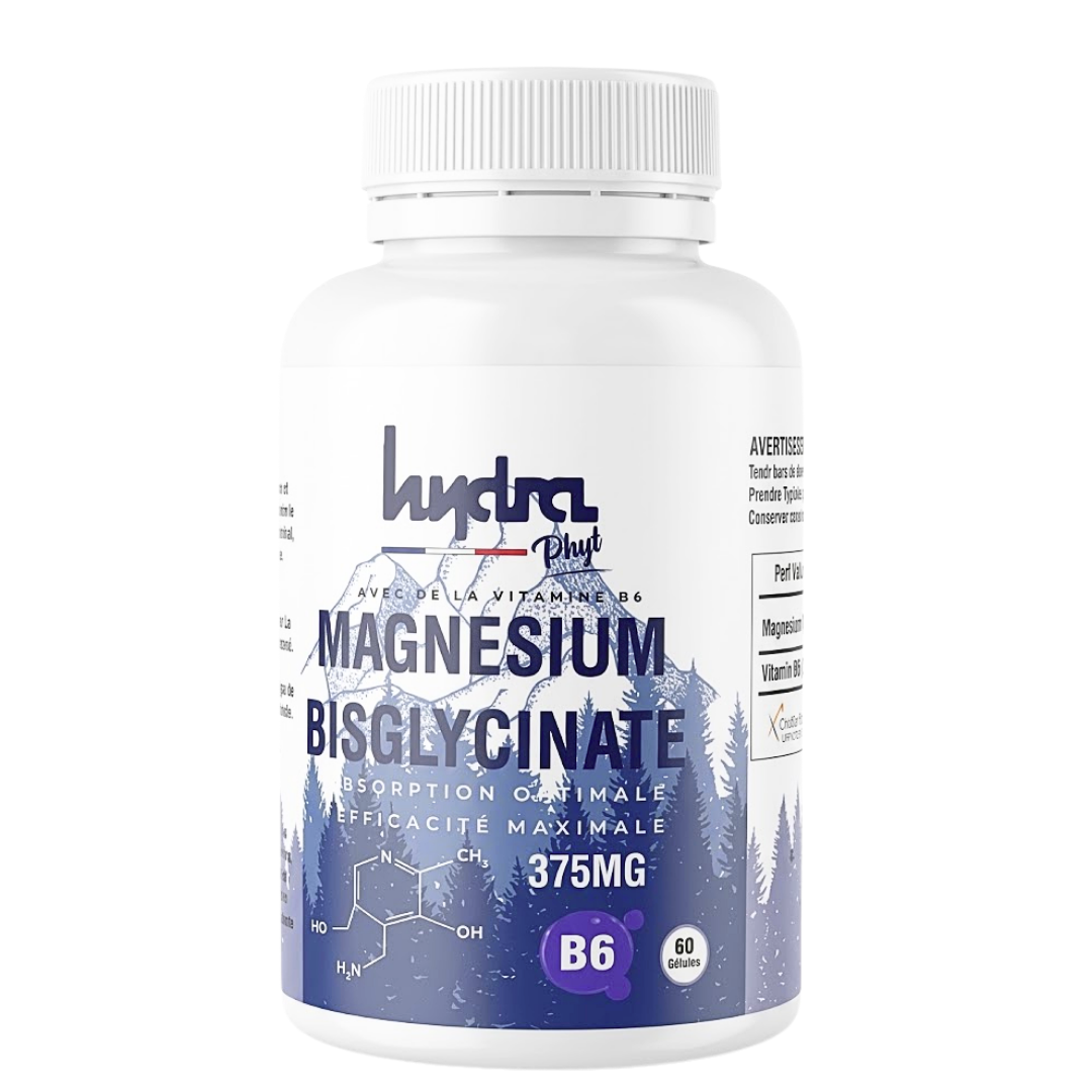 Hydra-plus-Magnesium-Bisglycinate-375mg-60gelules.png Hydra Plus Magnesium Bisglycinate B6 375mg 60 Gelules – Image 1