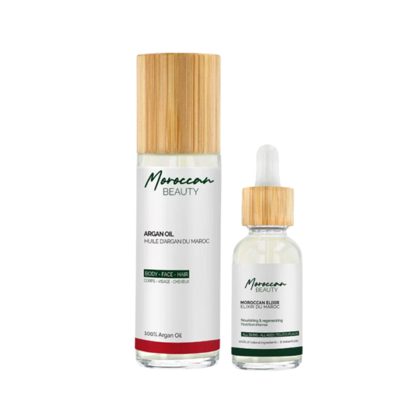 Moroccan Beauty Routine Marocain Huile d'argan 100ml+Elixir du maroc