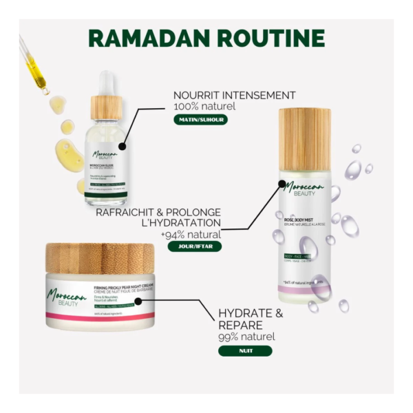 Moroccan Beauty Ramadan Routine Creme de nuit+Elixir du maroc+Brume
