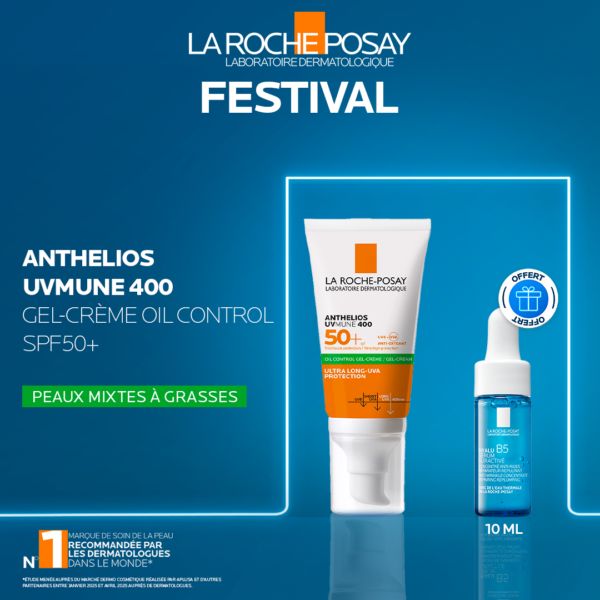 La Roche-Posay Anthelios UVMUNE400 Oil Control Invisible SPF50+ Peau Mixte à Grasse Acnéique | 50ml  = Mini Hyalu B5 OFFERT