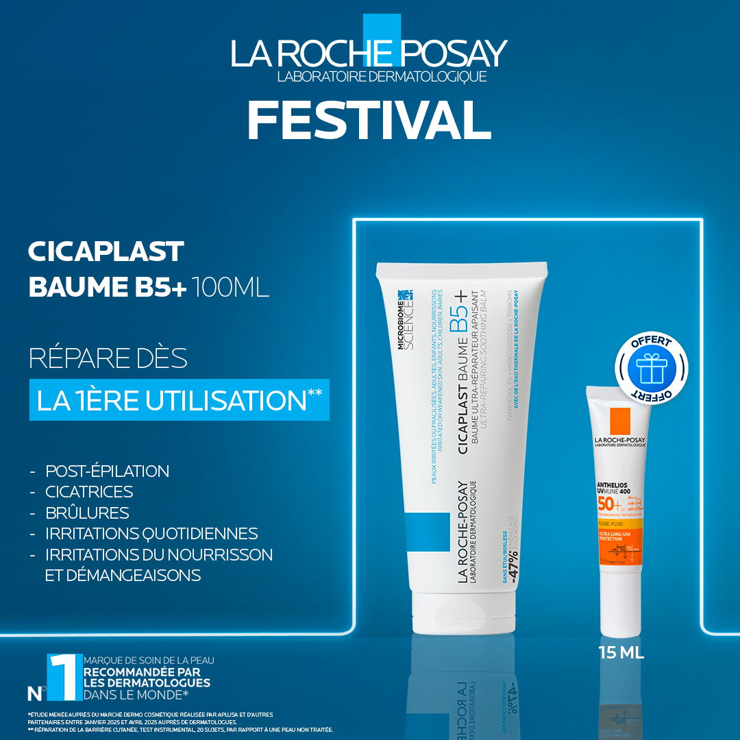 OFFRE-4 LA ROCHE POSAY CICAPLAST BAUME B5 100 ML = Shaka Fluide UVMUNE 400+ SPF50 15ML OFFERTE – Image 1