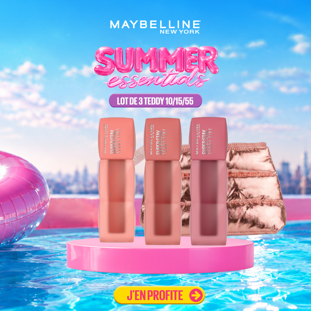 MAYBELLINE LOT DE 3 MAYBELLINE LOT DE 3 SUPERSTAY TEDDY TINT 10-15-55 + TROUSSE OFFERTE – Image 1
