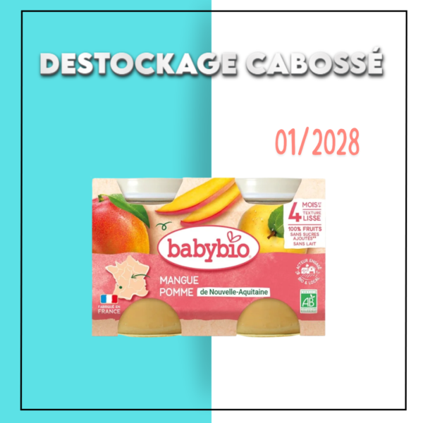 BABYBIO PETIT POT MANGUE POMME 2 x 130G - DESTOCKAGE CABOSSE