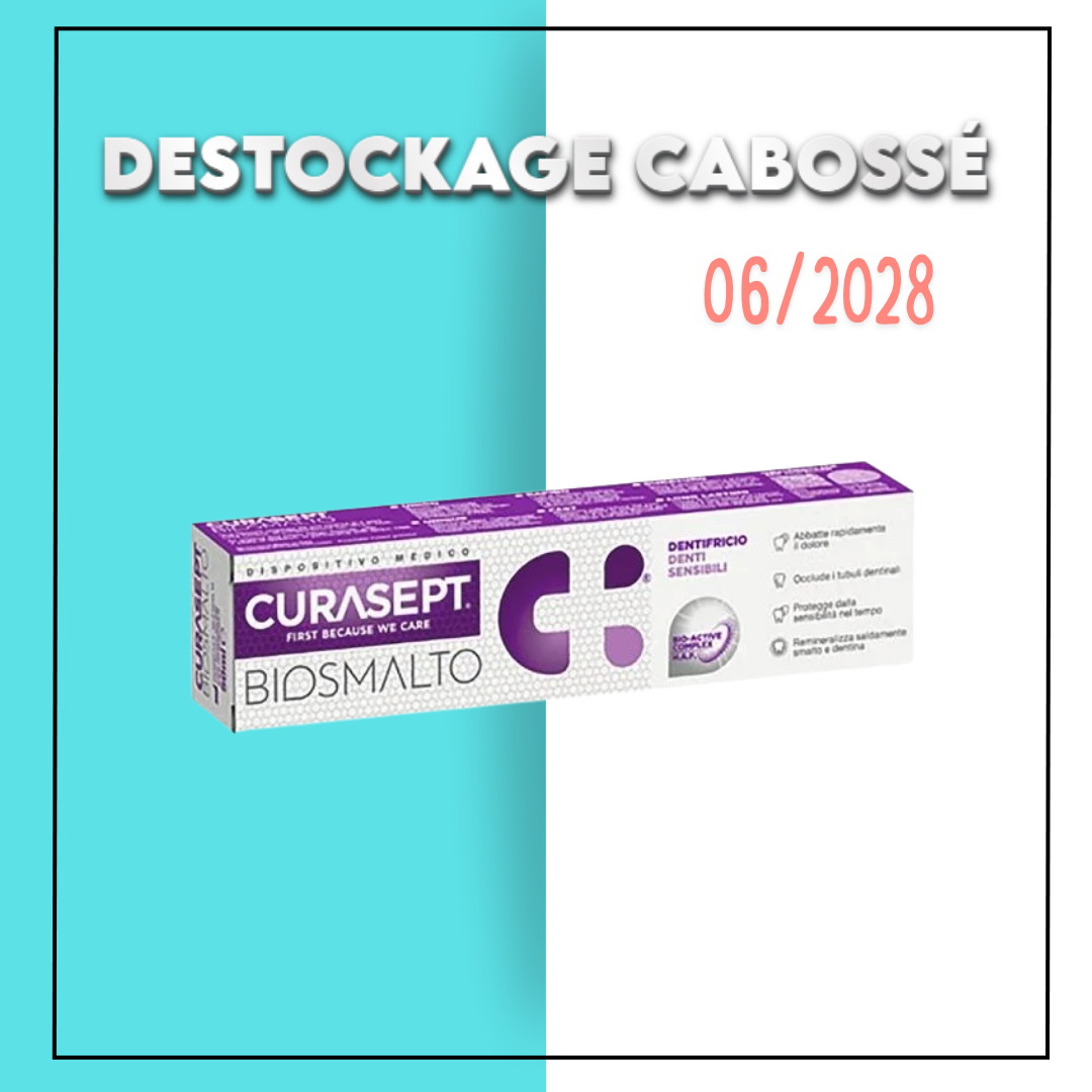 destockage cabossé (37) Curasept Biosmalto Dentifrice Sensitive teeth 75ml - DESTOCKAGE CABOSSE – Image 1