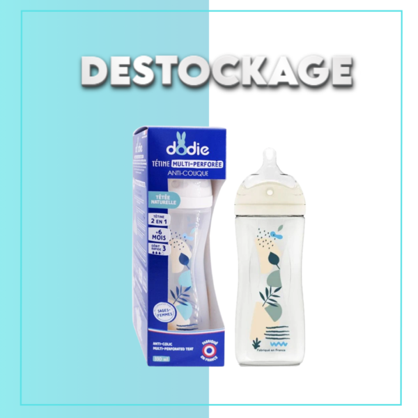 DODIE Biberon Anti-Colique Débit 2 Bleu 6 mois et plus 330ml - DESTOCKAGE