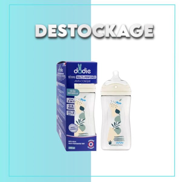 Dodie Biberon Multi Perfore Tetine Debit 2 Bleu 0-6mois 270ml - DESTOCKAGE